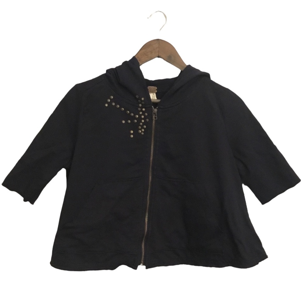 Free People Oversized Crop Studded Hoodie XS